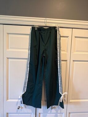 Dark Green Track Pants with Side Stripes